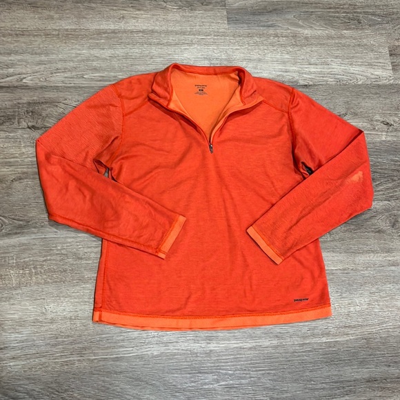 Patagonia Capilene Women’s Large Orange Pullover 1/4 Zip Base Layer - Picture 1 of 8
